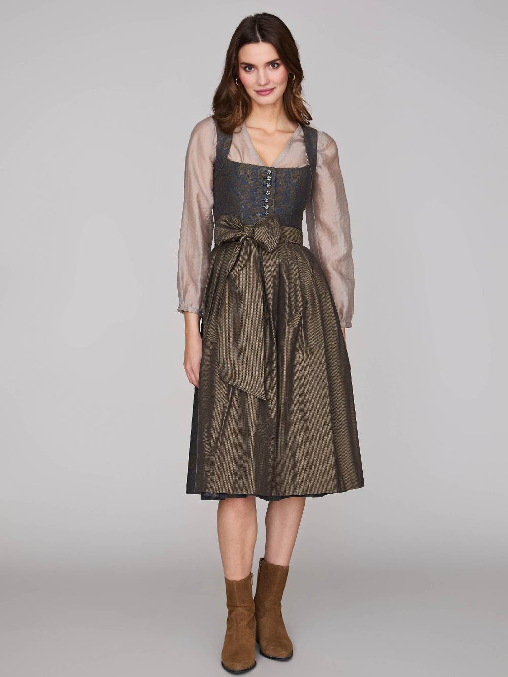 Limberry Braunes Dirndl mit floralem Muster - HEDI BRASS FOLKLORE Sonderangebote