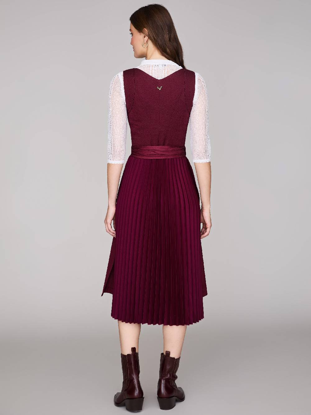 Limberry Bordeauxrotes Dirndl mit plissiertem Rock - HEDI PLISSEE BORDEAUX VIP-Rabatte