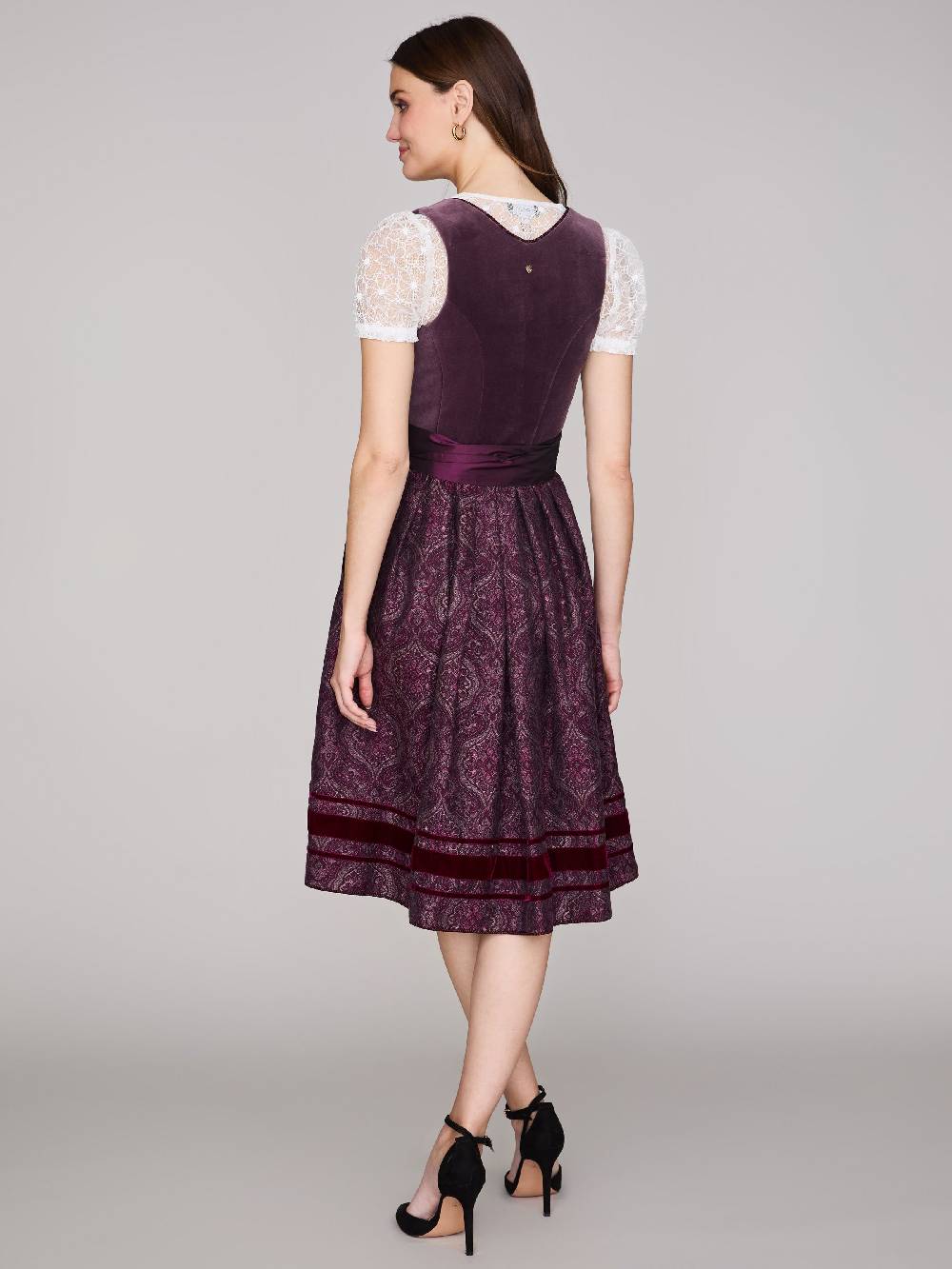 Limberry Pflaumenfarbenes Samtdirndl mit Zierschnalle - SARAH PLUME Tiefpreis