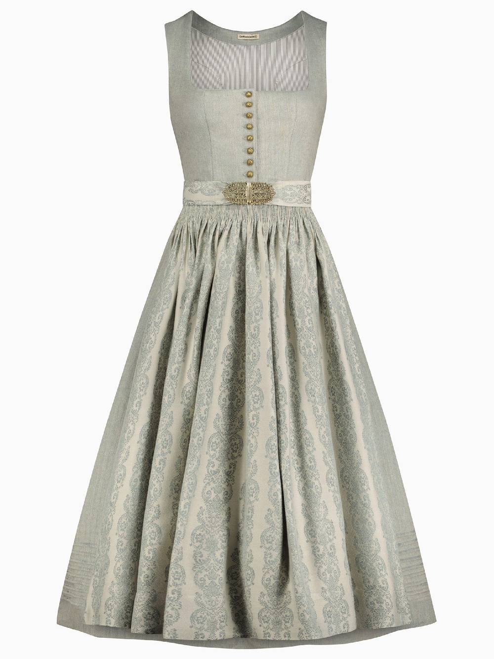 Limberry Hellgraues Dirndl aus Leinen - MONIKA CLOUD BLUE JADE Letzte 3 Tage
