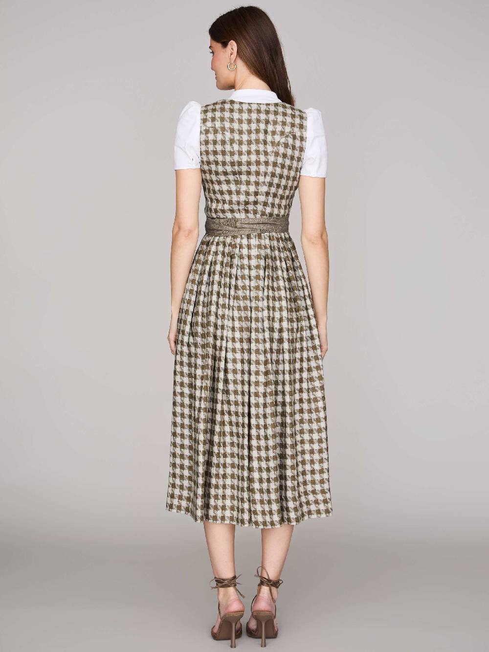Limberry Grünes Leinen-Dirndl mit Hahnentrittmuster - MONIKA OLIV Neueste Stile
