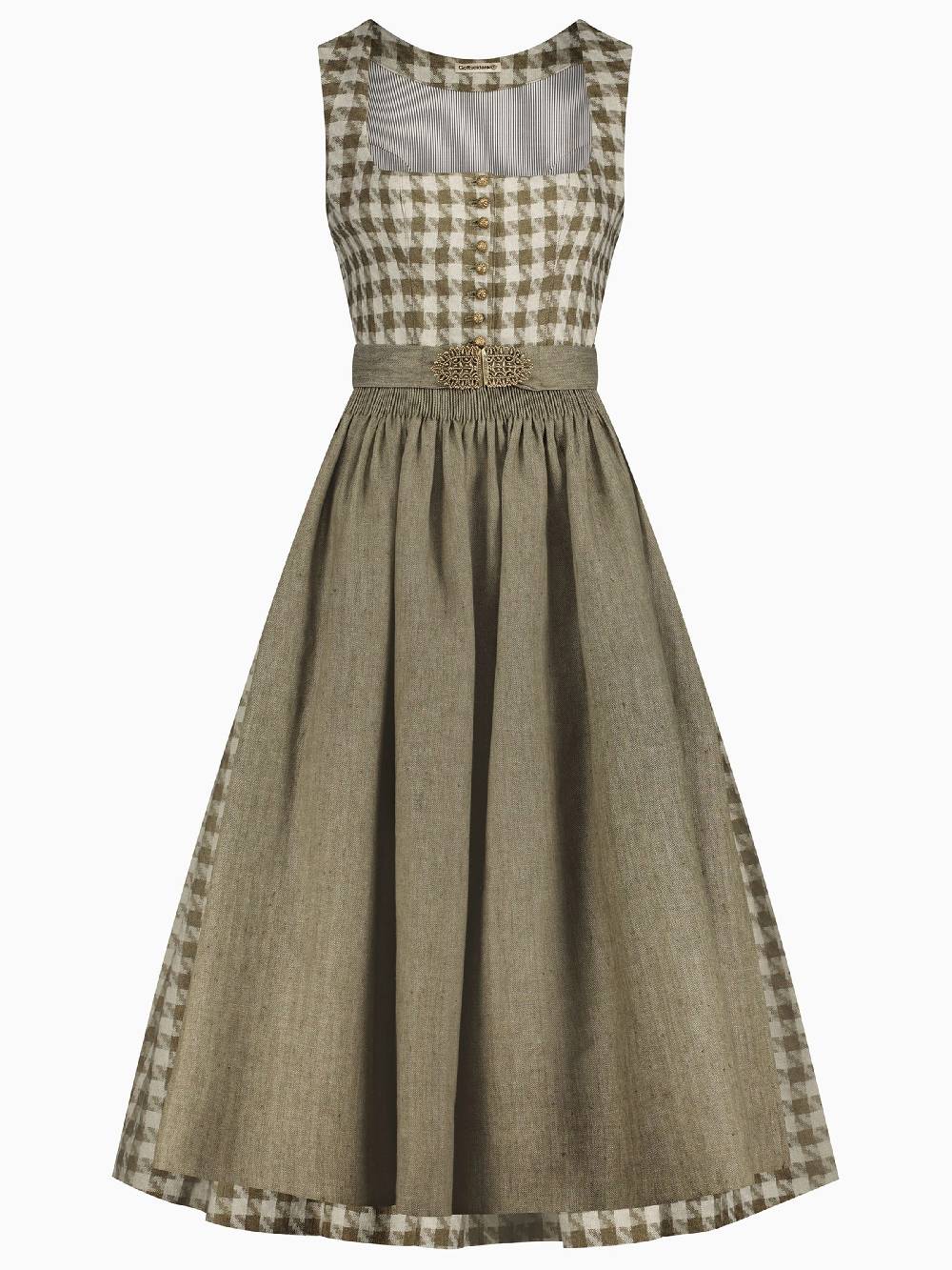 Limberry Grünes Leinen-Dirndl mit Hahnentrittmuster - MONIKA OLIV Neueste Stile