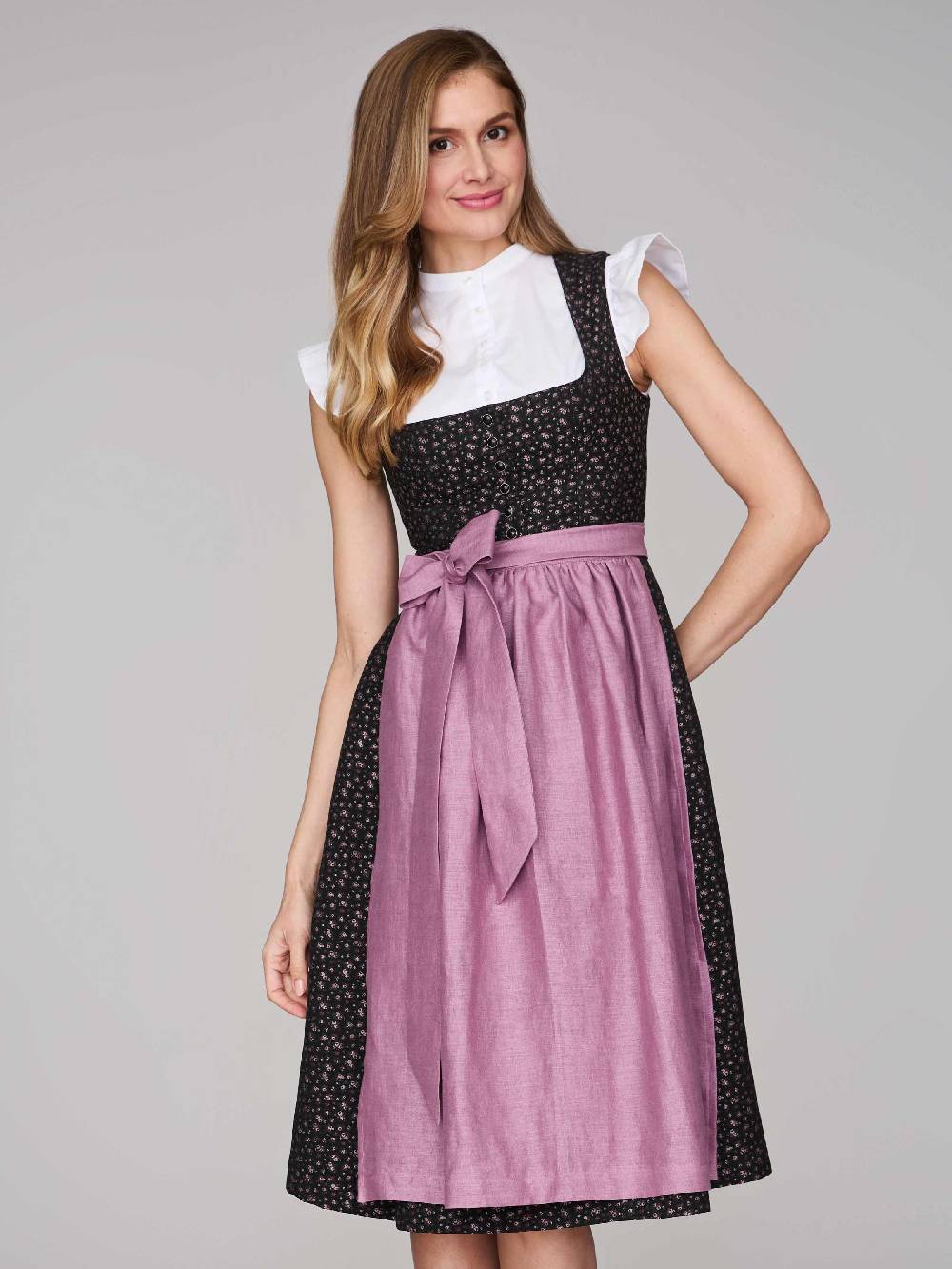 Limberry Schwarzes Dirndl mit Streublumenmuster - ELSIE BLACK Zeitbegrenzte Promotion