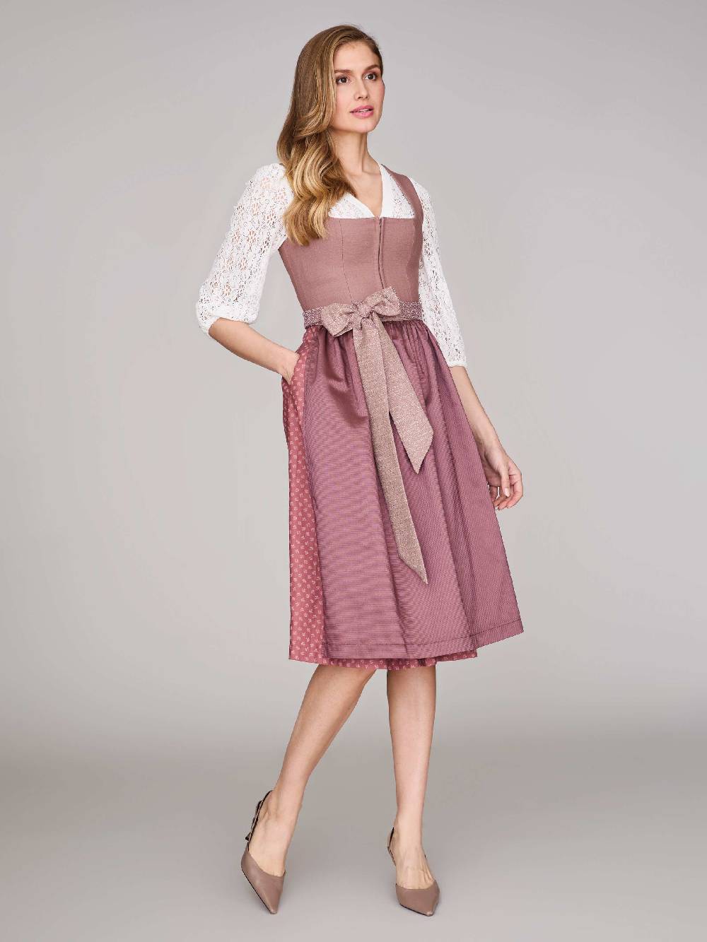 Limberry Rosa-farbenes Dirndl mit Leinen-Mieder - ADA DUSTY ROSEWOOD Bis zu 60% Rabatt