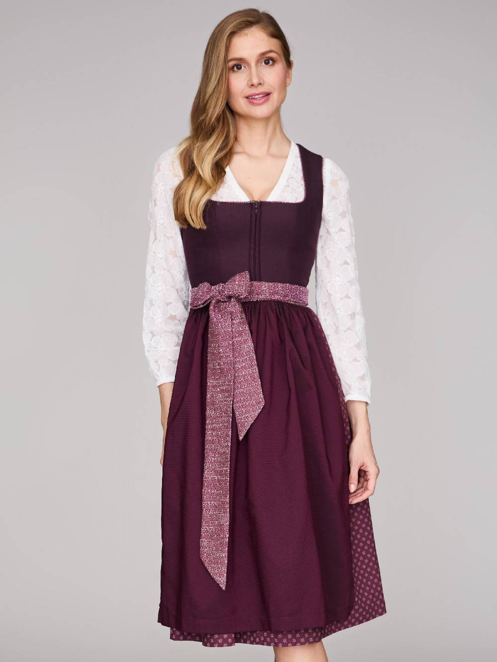 Limberry Beeren-farbenes Dirndl mit Leinen-Mieder - ADA FIG Bis zu 65% Rabatt