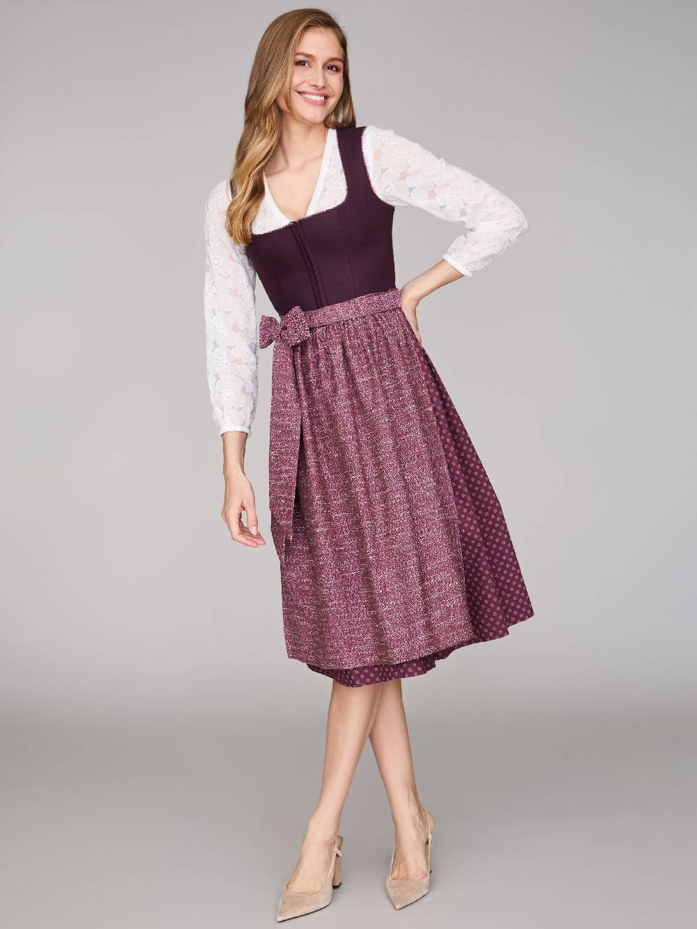 Limberry Beeren-farbenes Dirndl mit Leinen-Mieder - ADA FIG Bis zu 65% Rabatt
