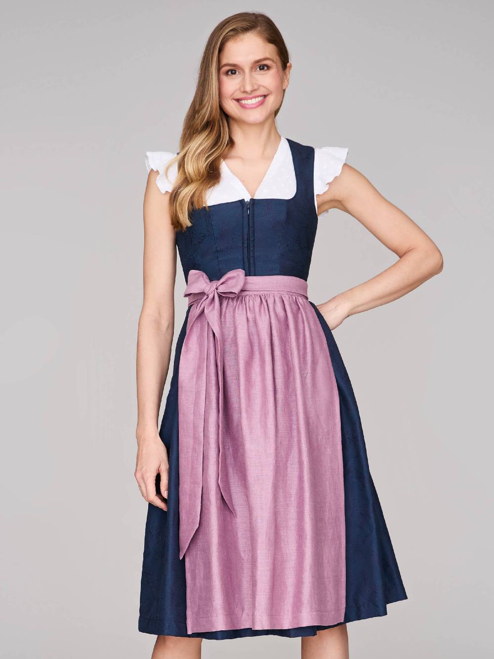 Limberry Mitternachtsblaues Dirndl mit floralem Muster - CECILY SEA STORM Sonderangebot der Fabrik