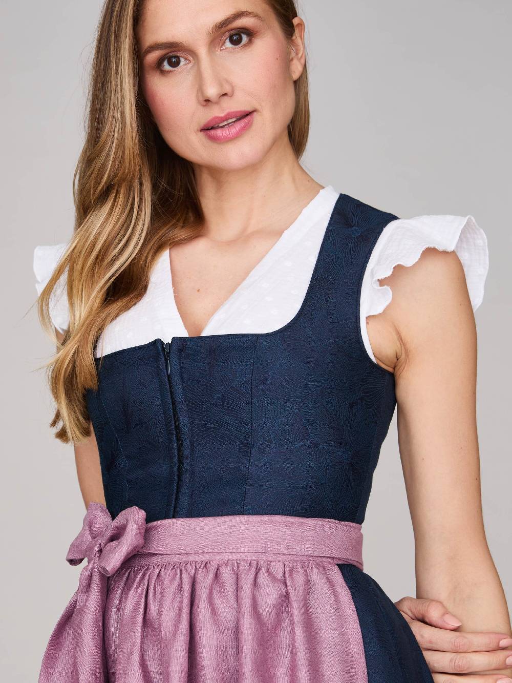 Limberry Mitternachtsblaues Dirndl mit floralem Muster - CECILY SEA STORM Sonderangebot der Fabrik