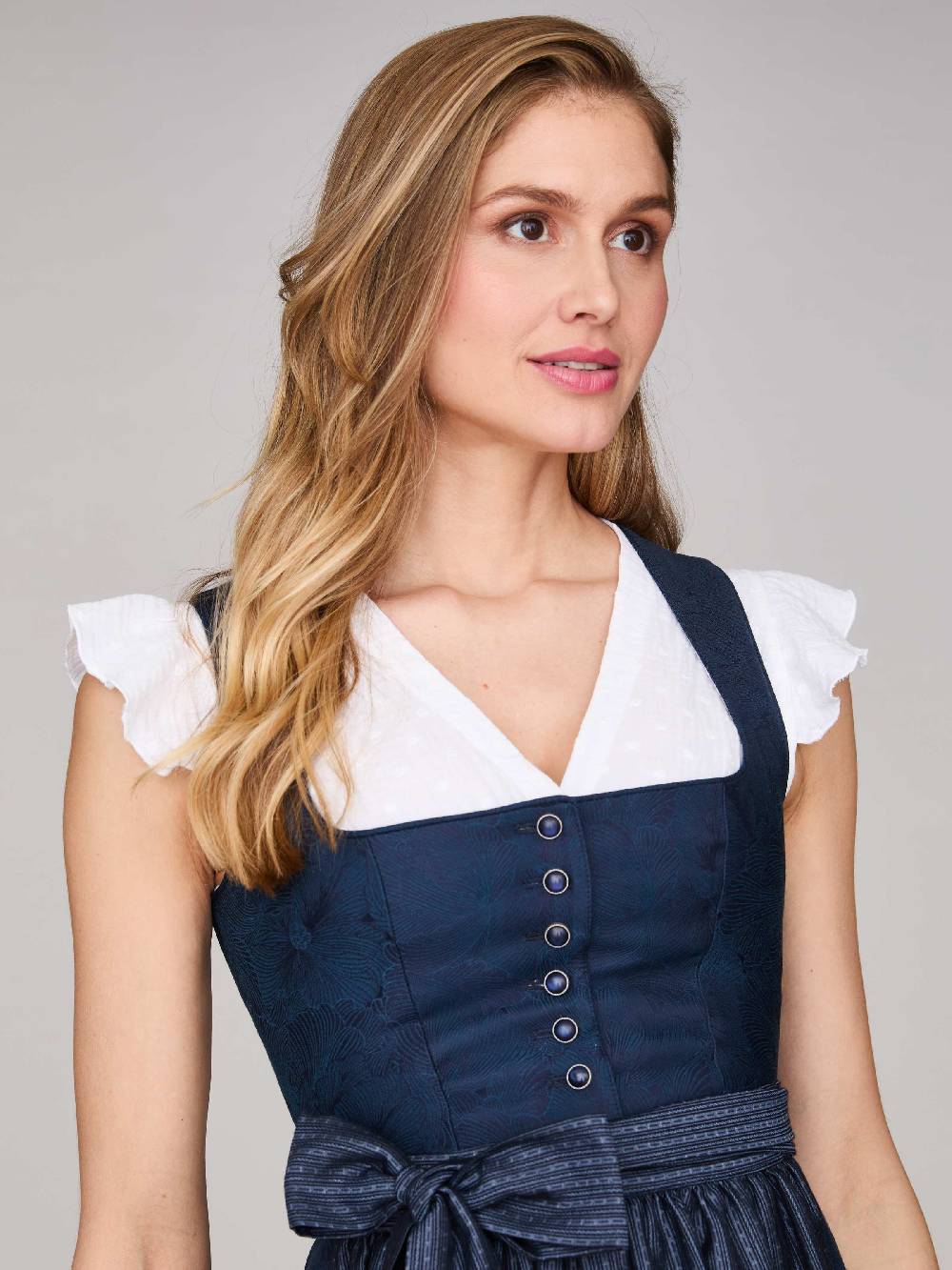 Limberry Mitternachtsblaues Dirndl mit Knöpfen - FELICITY SEA STORM Vierteljährliche Förderung