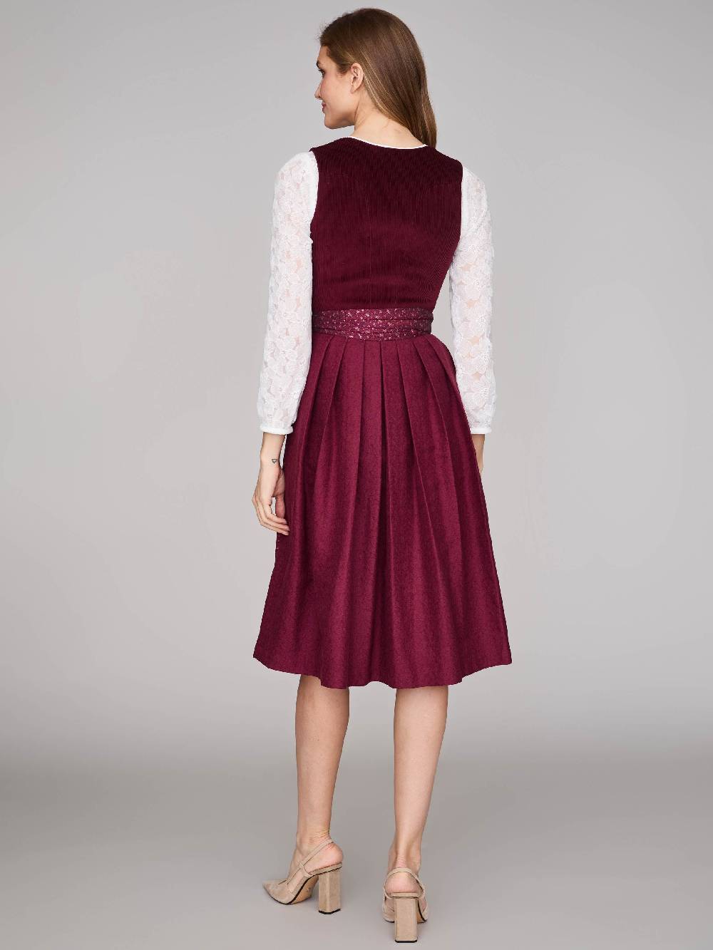 Limberry Burgunderrotes Dirndl mit Cord-Mieder - TIA VINTAGE BURGUNDY Nur noch ein Tag übrig
