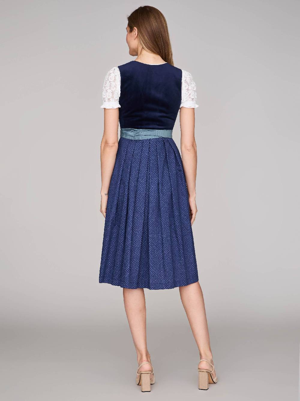 Limberry Dunkelblaues Samt-Dirndl mit Knöpfen - LUCINDA PAGEANT BLUE Riesige Rabatte
