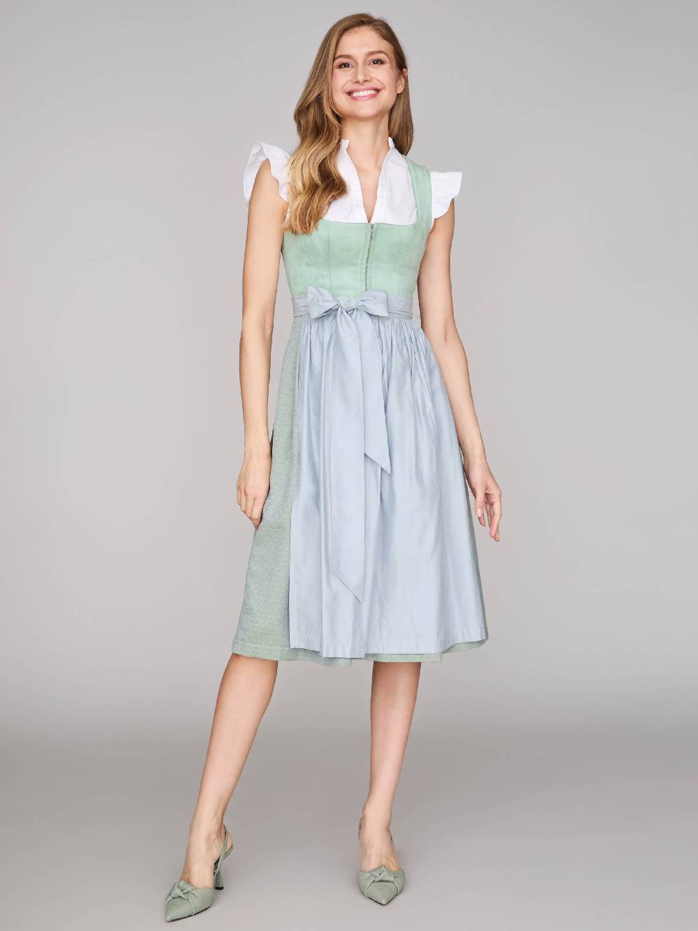 Limberry Mintgrünes Dirndl mit Velours-Mieder - ISOBEL FROSTY GREEN 50% Rabatt mit kostenlosem Versand