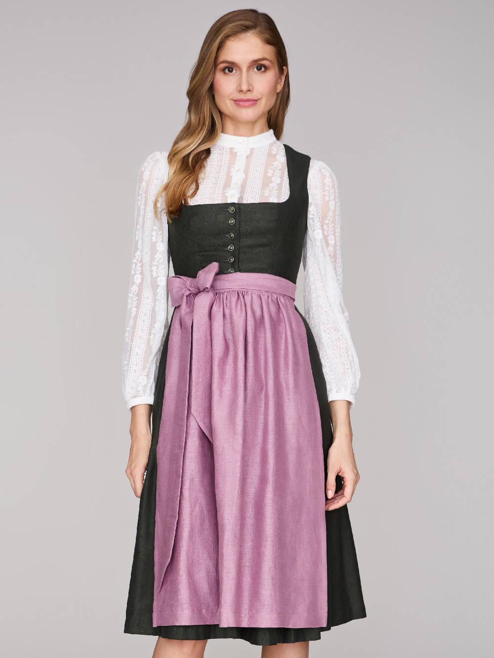 Limberry Grünes Dirndl mit Knöpfen - FELICITY PINE FLOWER Clearance-Verkauf