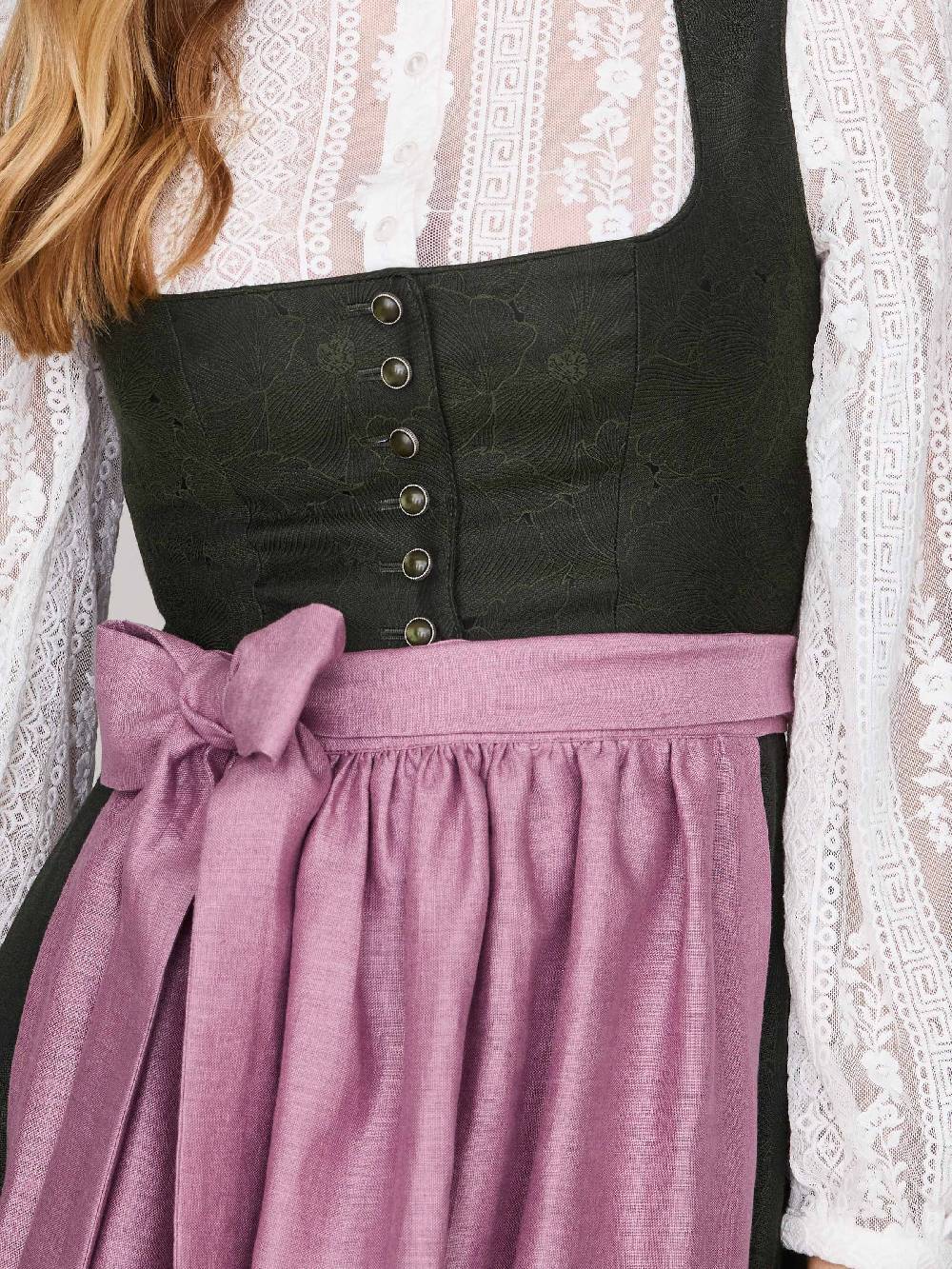 Limberry Grünes Dirndl mit Knöpfen - FELICITY PINE FLOWER Clearance-Verkauf