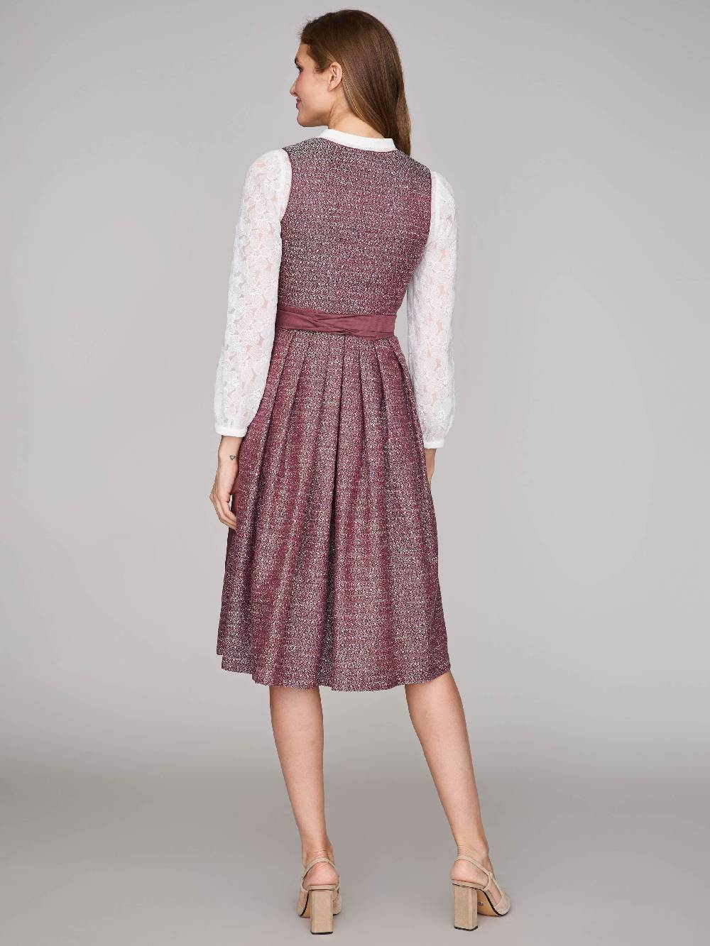 Limberry Rubinrotes Dirndl mit floralem Muster - ORLA POMEGRANATE Kostenloser Versand international