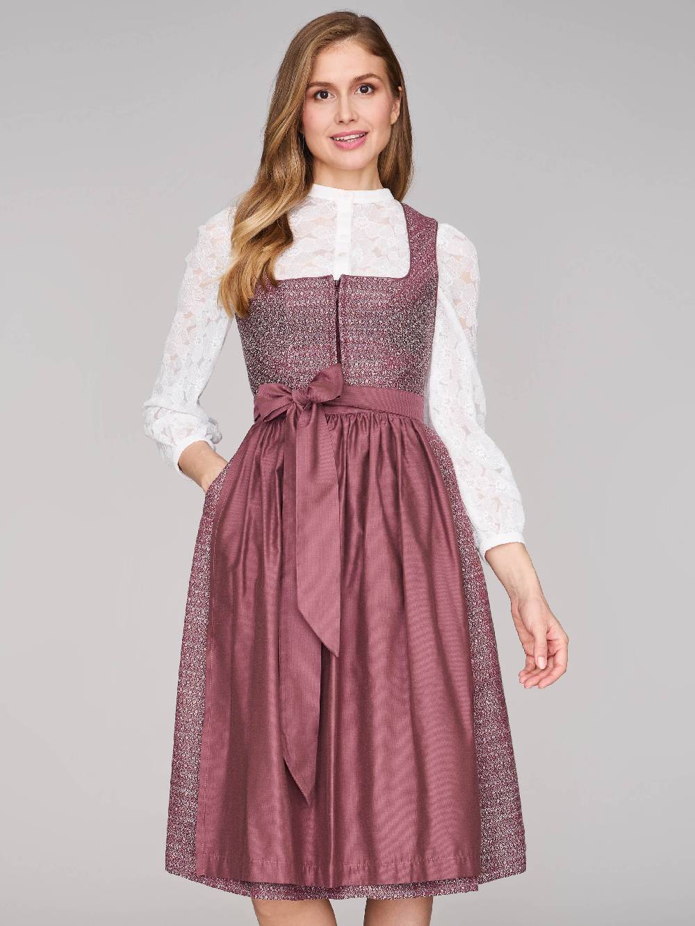 Limberry Rubinrotes Dirndl mit floralem Muster - ORLA POMEGRANATE Kostenloser Versand international