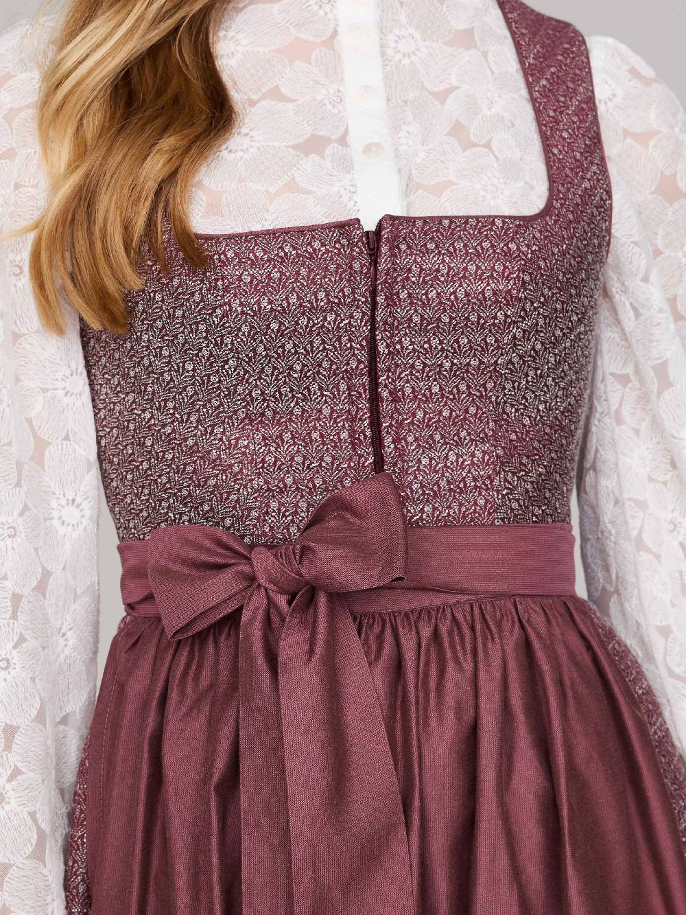 Limberry Rubinrotes Dirndl mit floralem Muster - ORLA POMEGRANATE Kostenloser Versand international