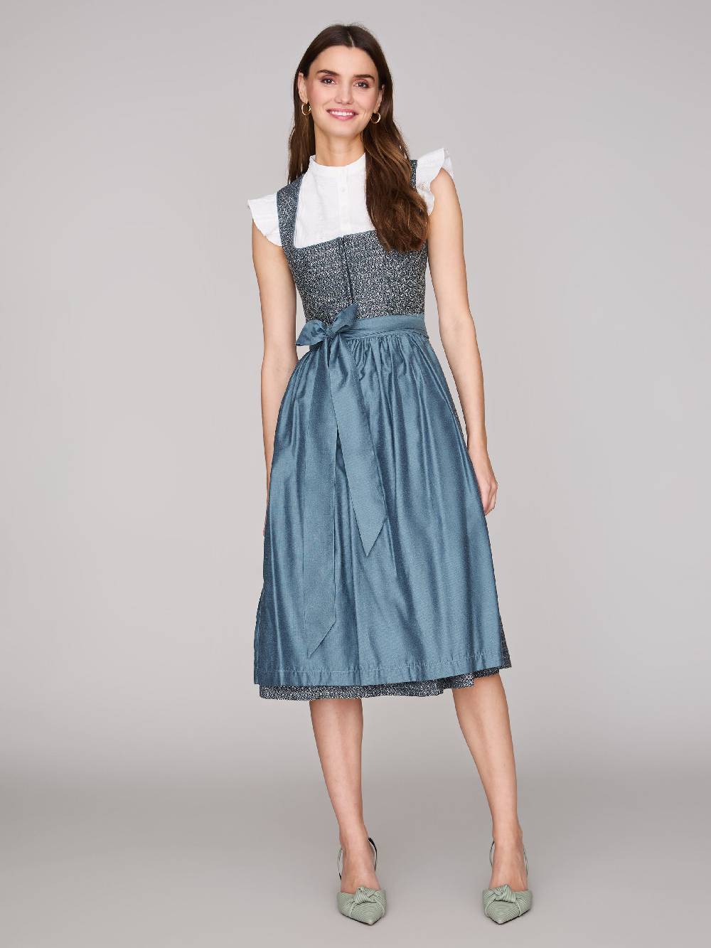 Limberry Dunkelblaues Dirndl mit floralem Muster - ORLA STORMY SKY Begrenzt auf 3 Tage