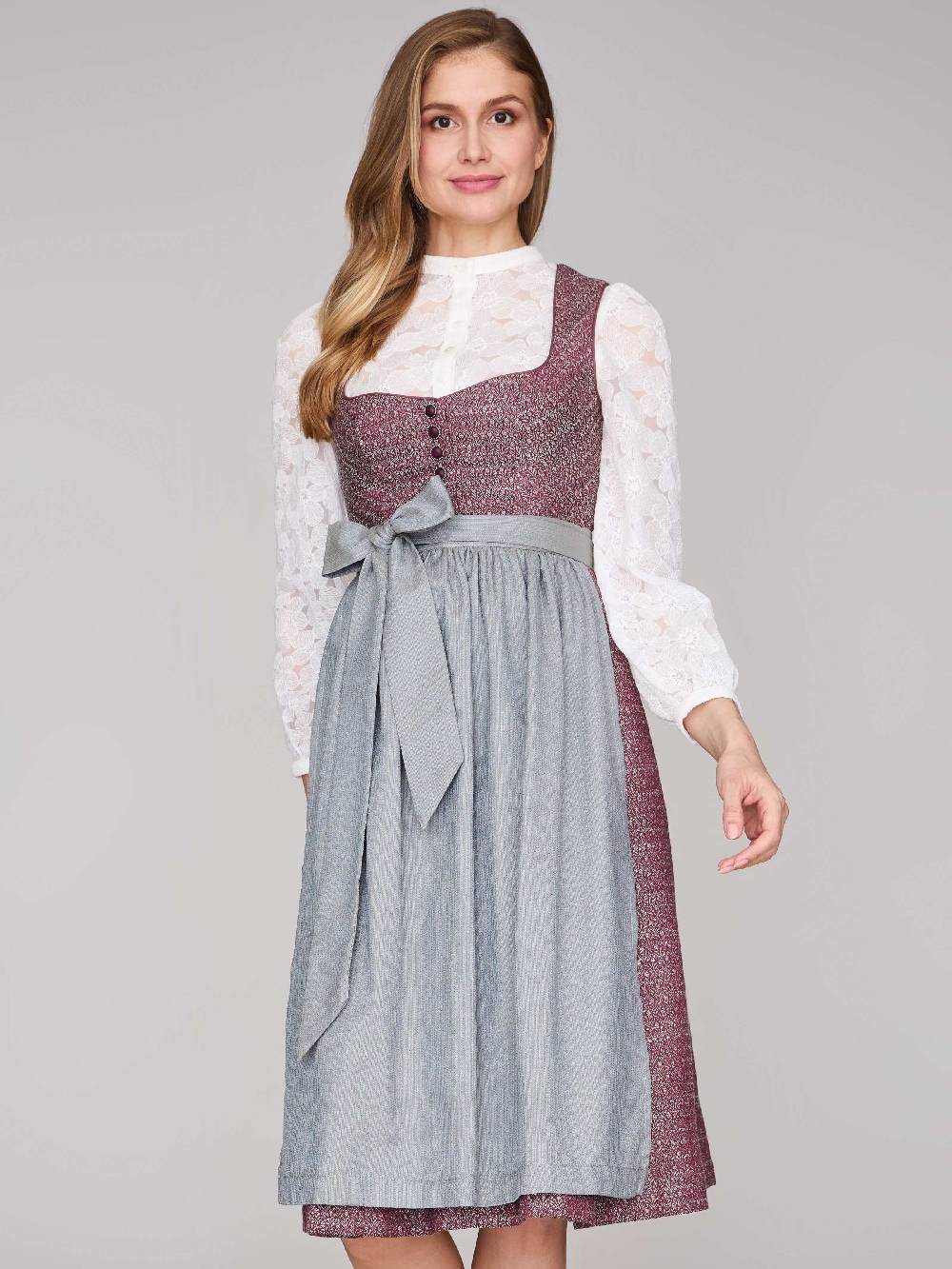 Limberry Rubinrotes Dirndl mit Knöpfen - JOSIE POMEGRANATE Speichern exportieren