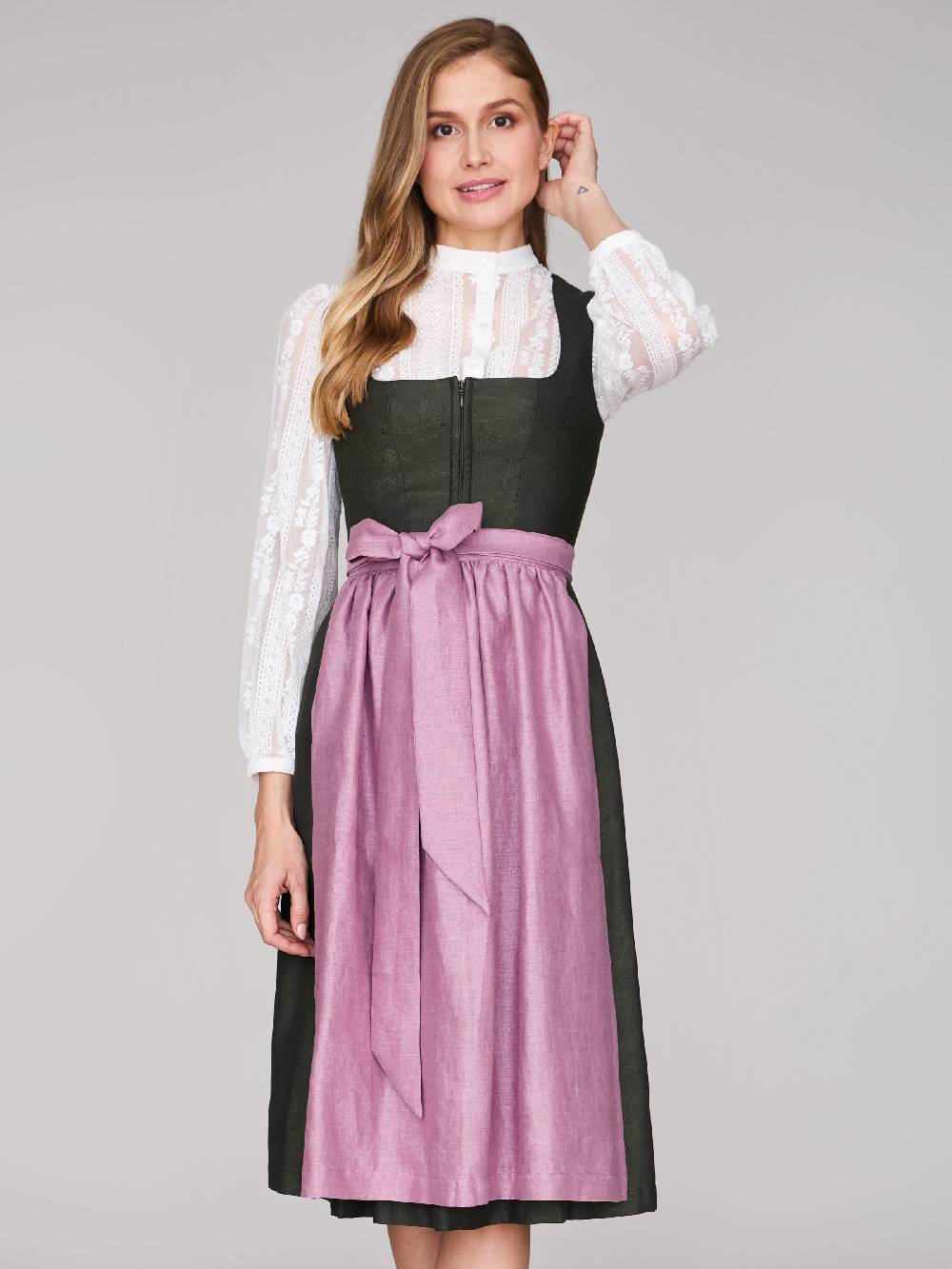 Limberry Dunkelgrünes Dirndl mit floralem Muster - CECILY PINE FLOWER 50% Rabatt für begrenzte Zeit