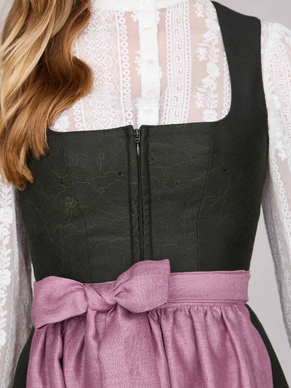 Limberry Dunkelgrünes Dirndl mit floralem Muster - CECILY PINE FLOWER 50% Rabatt für begrenzte Zeit