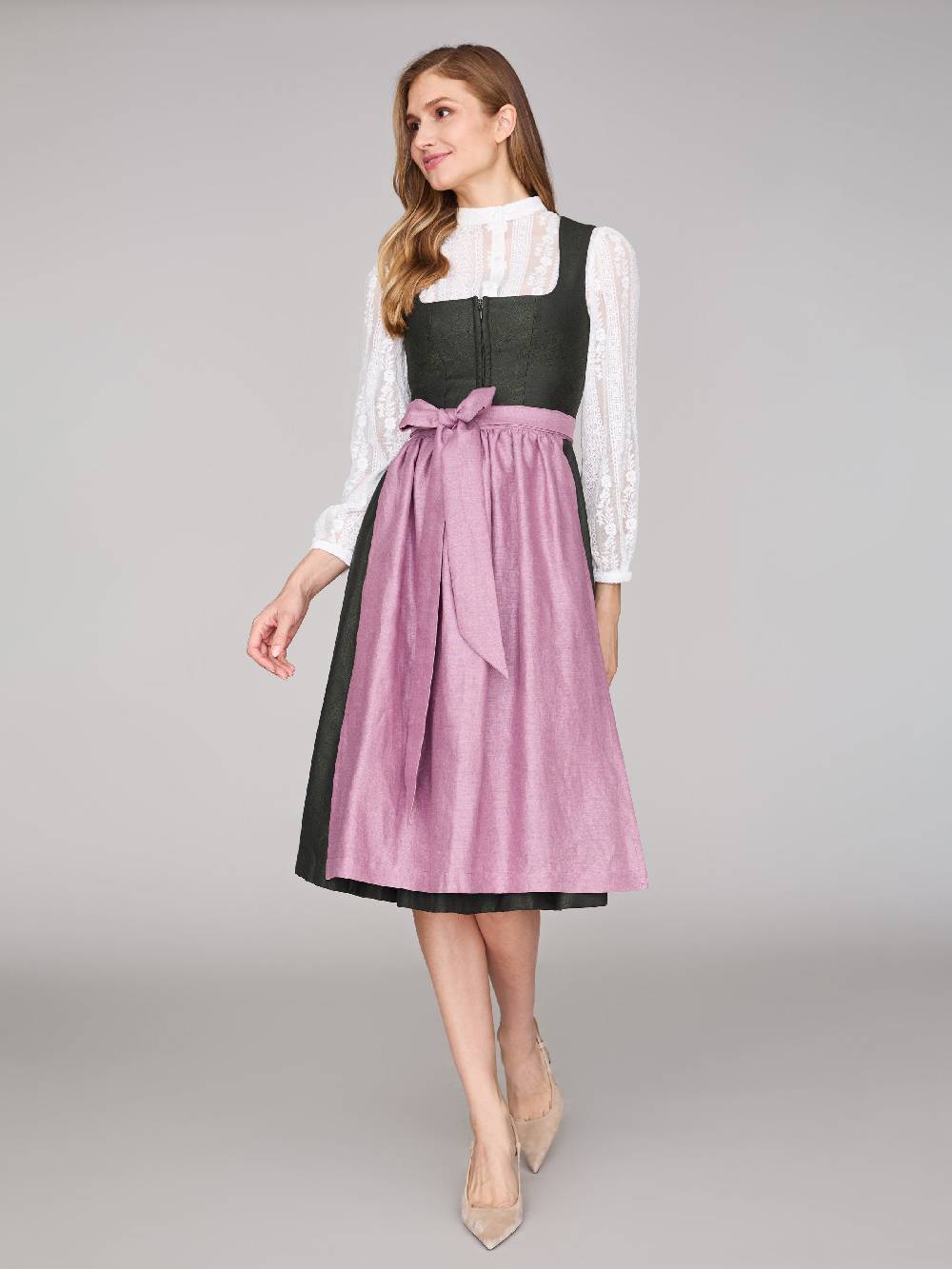 Limberry Dunkelgrünes Dirndl mit floralem Muster - CECILY PINE FLOWER 50% Rabatt für begrenzte Zeit