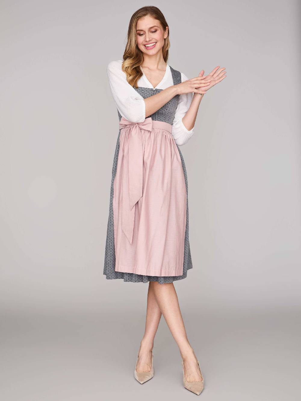 Limberry Graues Dirndl mit Streublumenmuster - VERA FROST GRAY Online