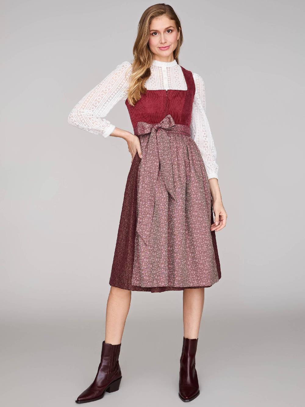 Limberry Ziegelrotes Dirndl mit Cord-Mieder - TIA BRICK RED Auslauf