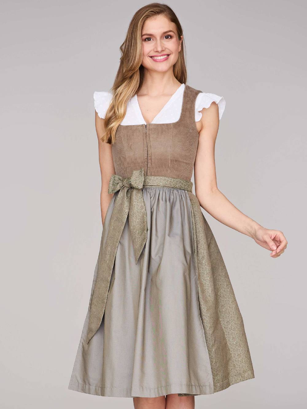 Limberry Braunes Dirndl mit Cord-Mieder - TIA DESERT TAUPE Verkauf
