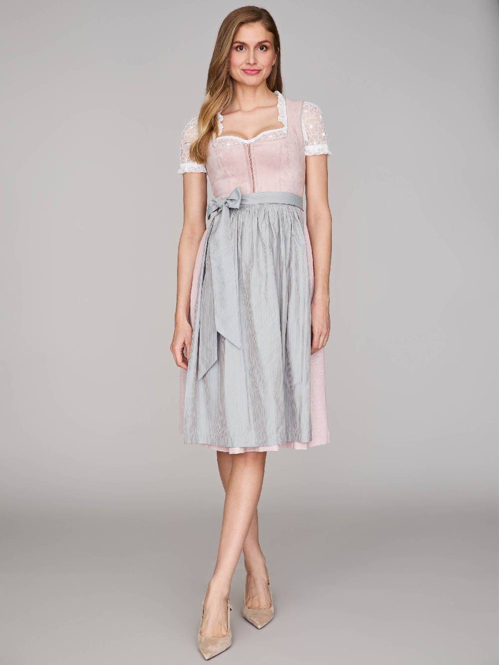 Limberry Rosé-farbenes Dirndl mit Velours-Mieder - ISOBEL VINTAGE ROSE im Angebot