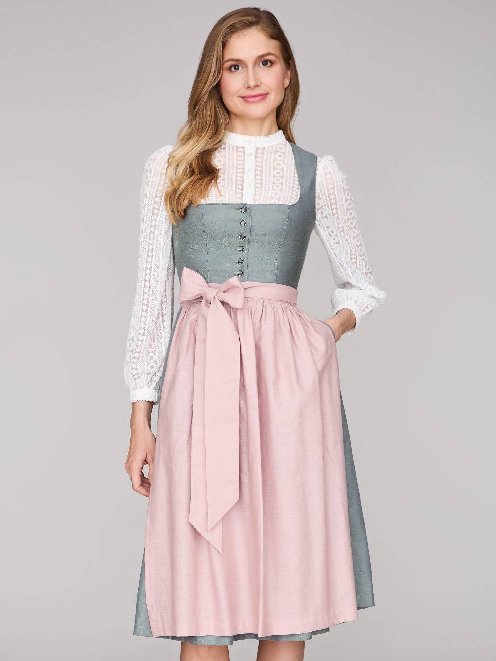 Limberry Salbeigrünes Dirndl mit Knöpfen - FELICITY AGAVE GREEN Fabrikverkauf