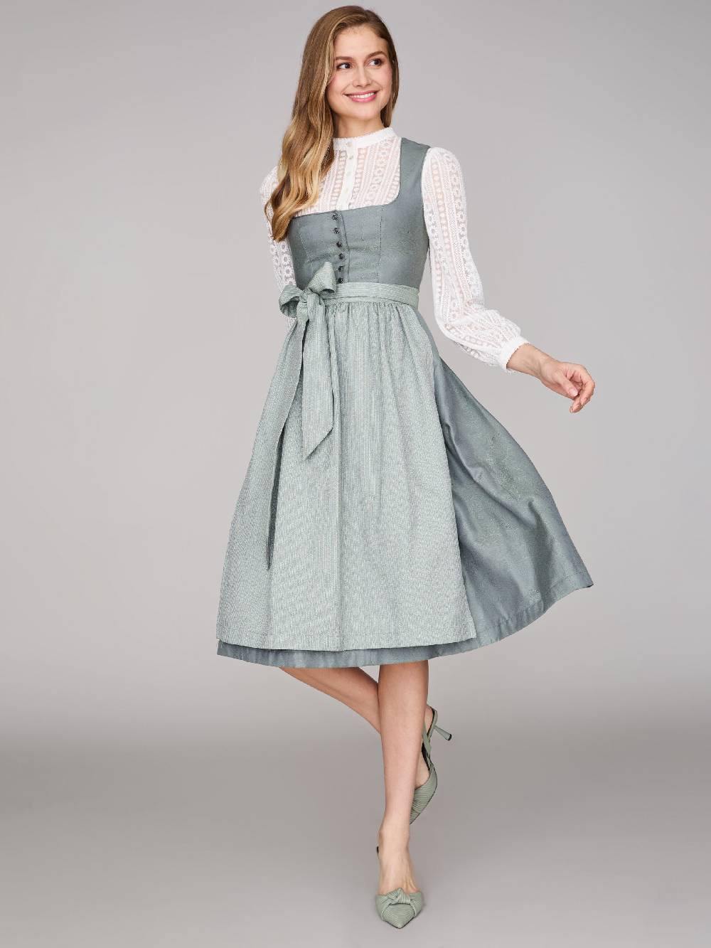 Limberry Salbeigrünes Dirndl mit Knöpfen - FELICITY AGAVE GREEN Fabrikverkauf