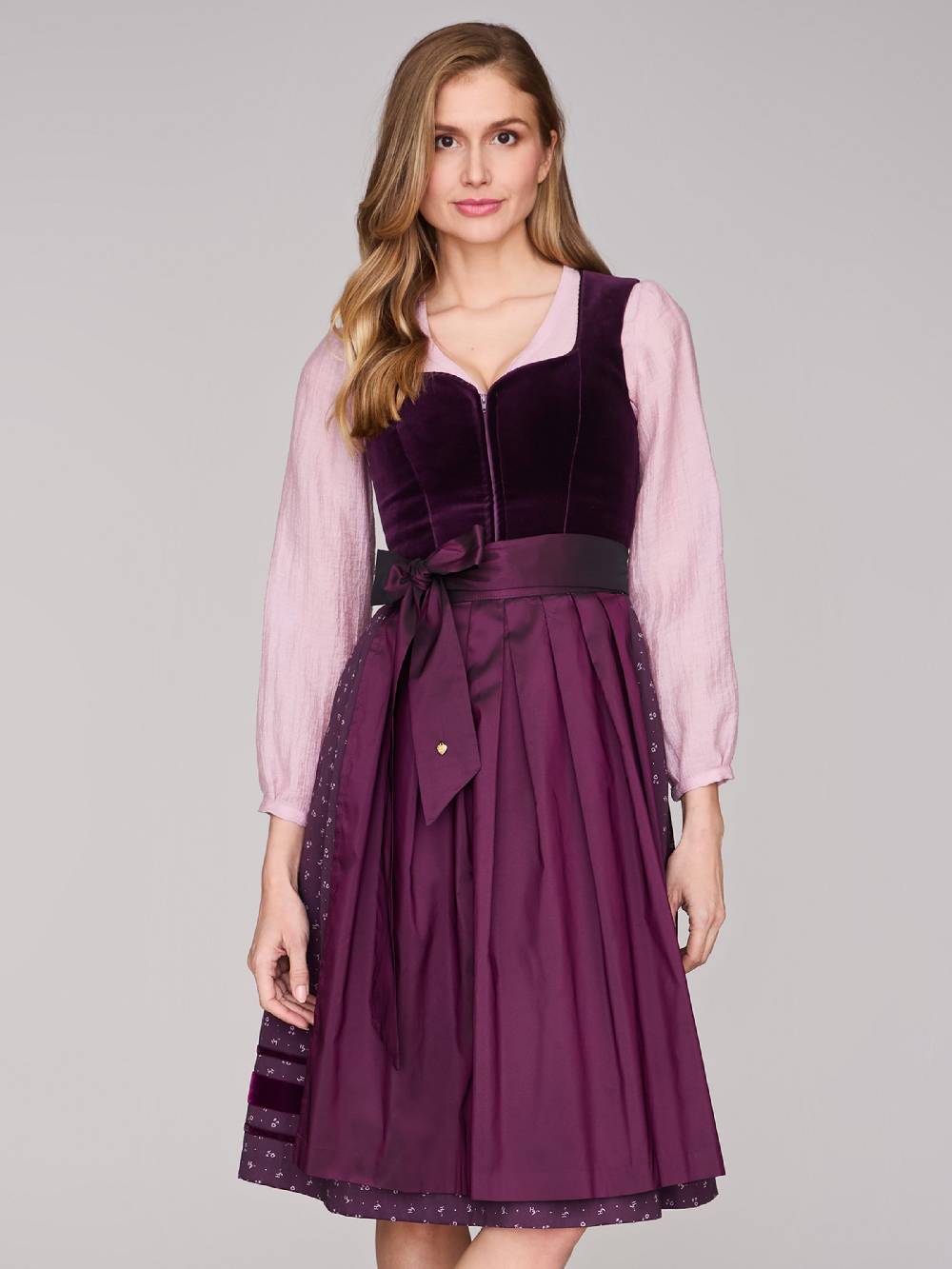 Limberry Samtdirndl in Aubergine mit abknöpfbarem Arm - MELISSA AUBERGINE Fabrik Onlineshop
