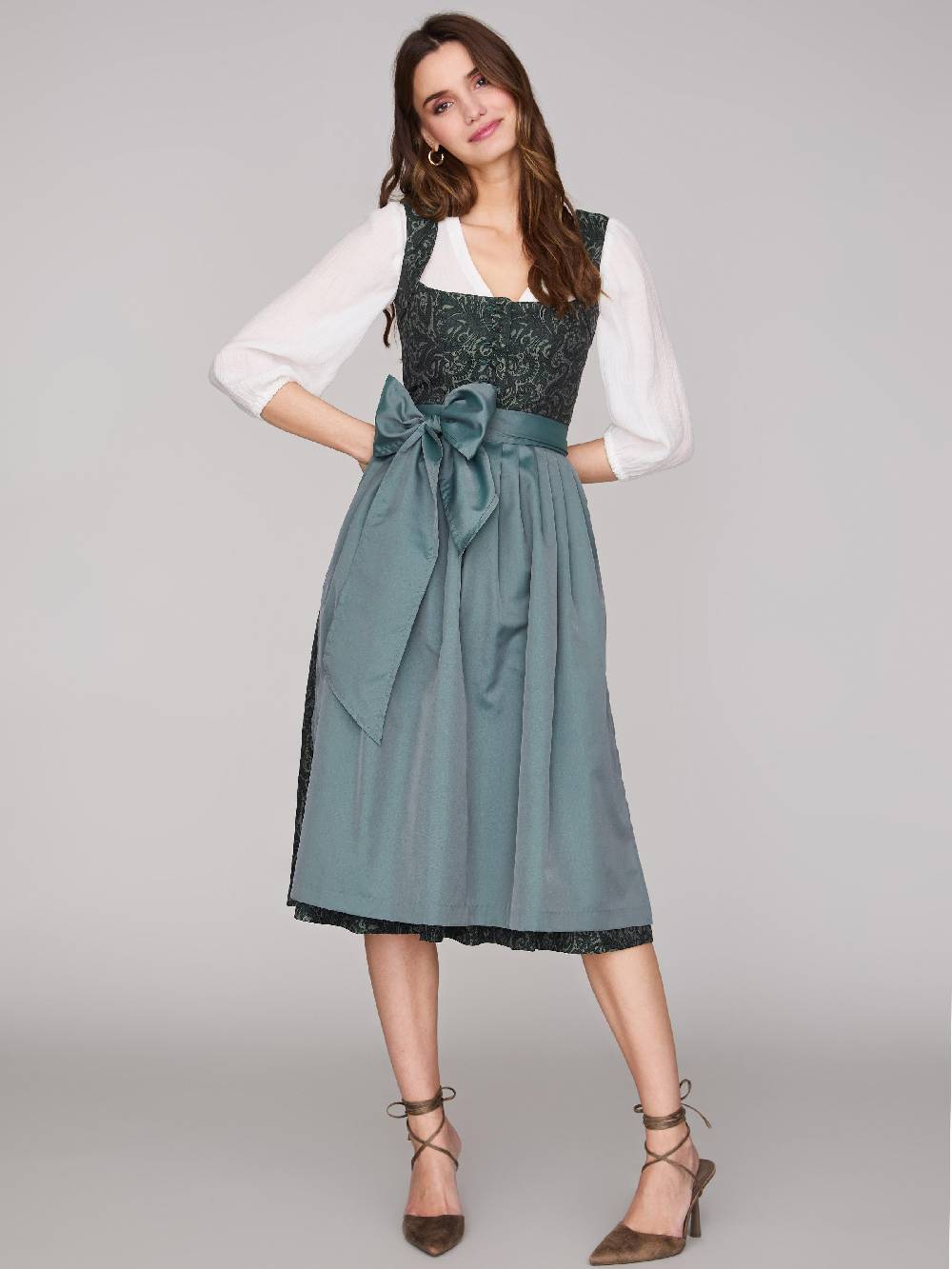 Limberry Gemustertes dunkelgrünes Dirndl - HEDI VINTAGE GARDEN Sonderangebot