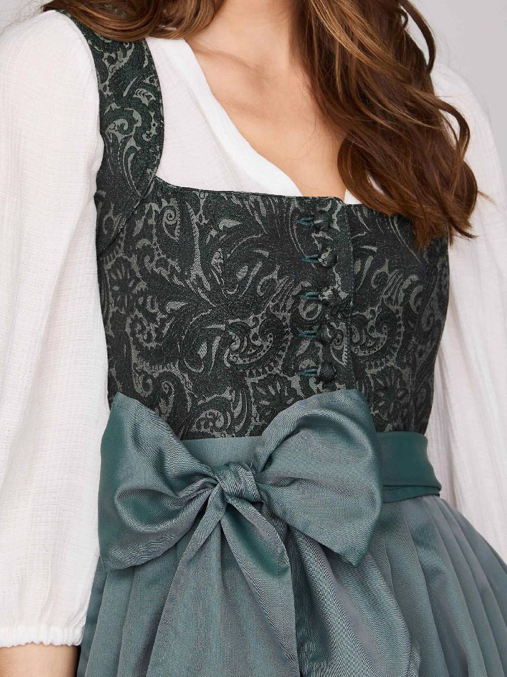 Limberry Gemustertes dunkelgrünes Dirndl - HEDI VINTAGE GARDEN Sonderangebot