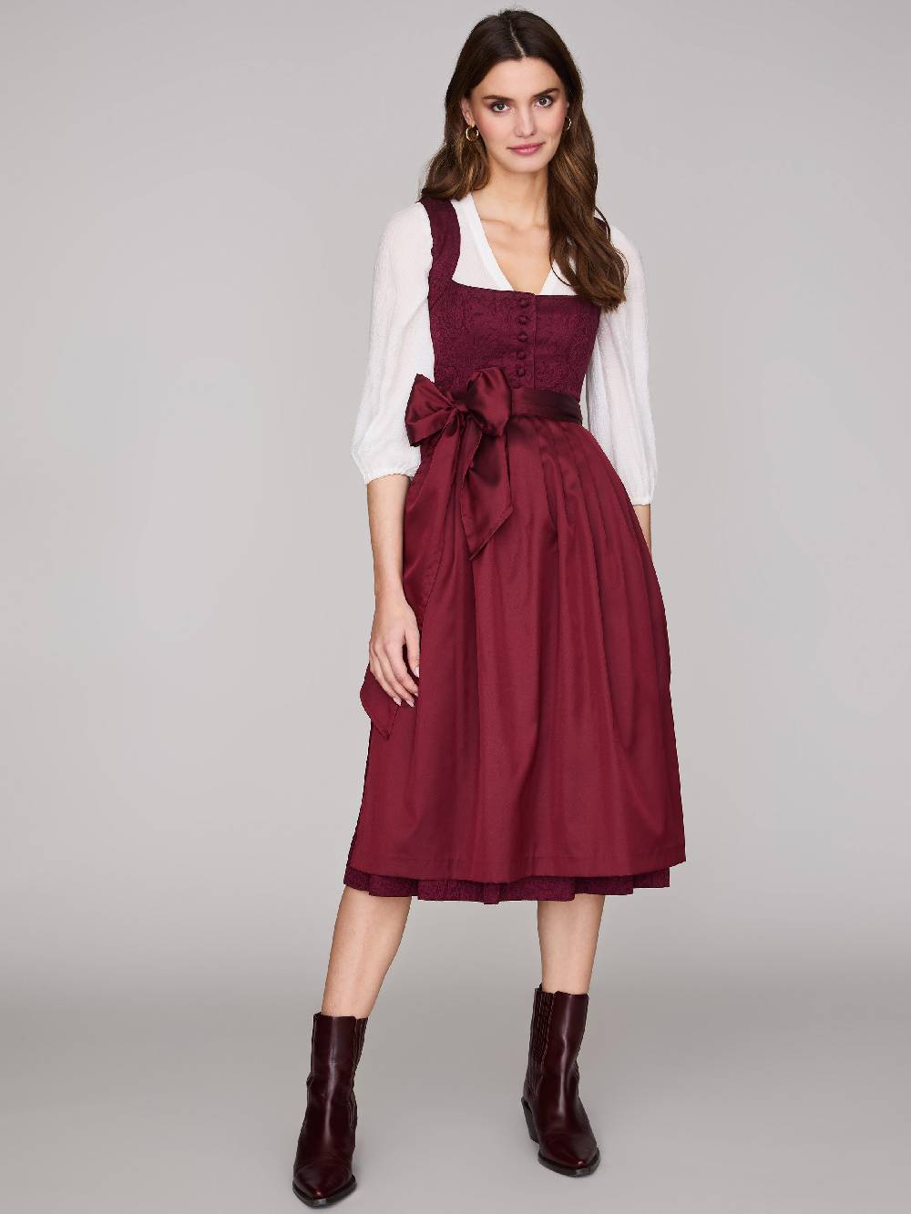 Limberry Gemustertes weinrotes Dirndl - HEDI VINTAGE WINE Günstig kaufen
