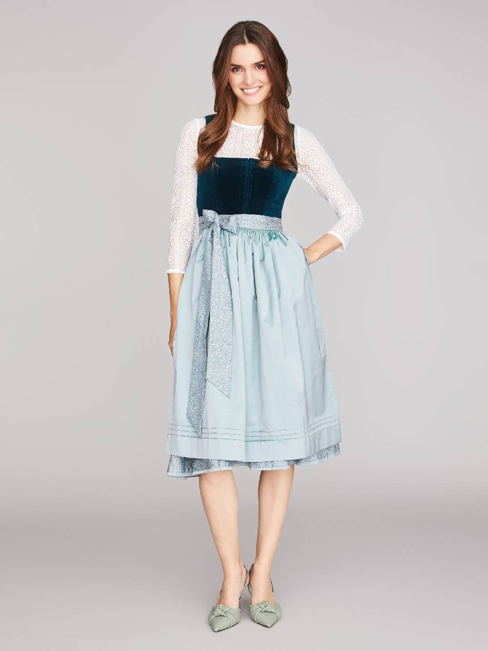 Limberry Mintfarbenes Dirndl mit Samt-Mieder - MIMI Großer Ausverkauf