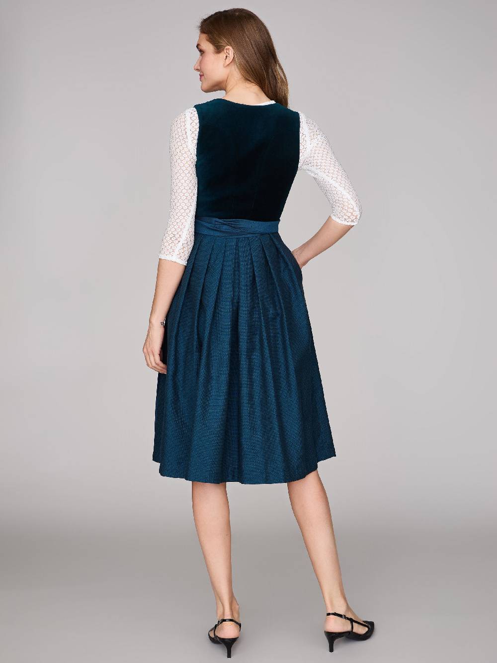Limberry Petrolblaues Dirndl mit Samt-Mieder - ROMEE DARK TEAL Preisnachlass
