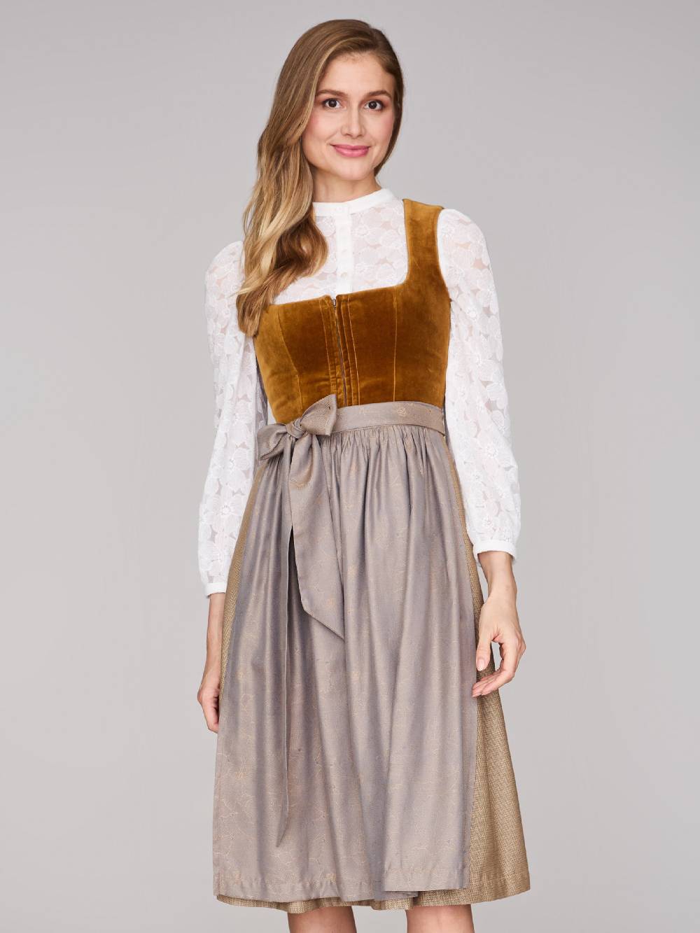 Limberry Karamell-farbenes Dirndl mit Samt-Mieder - ROMEE GOLDEN BROWN Black Friday