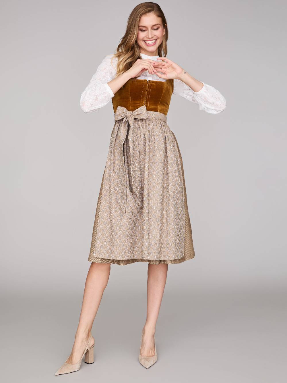Limberry Karamell-farbenes Dirndl mit Samt-Mieder - ROMEE GOLDEN BROWN Black Friday