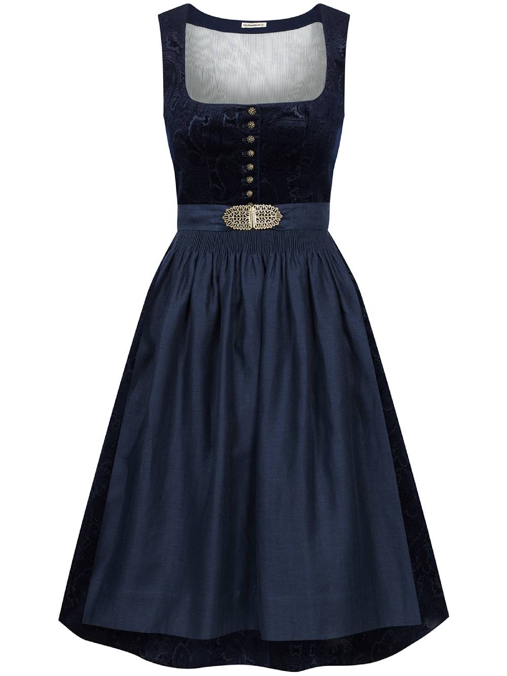 Limberry Nachtblaues Dirndl aus gemustertem Samt - MONIKA NACHTBLAU Neuheiten
