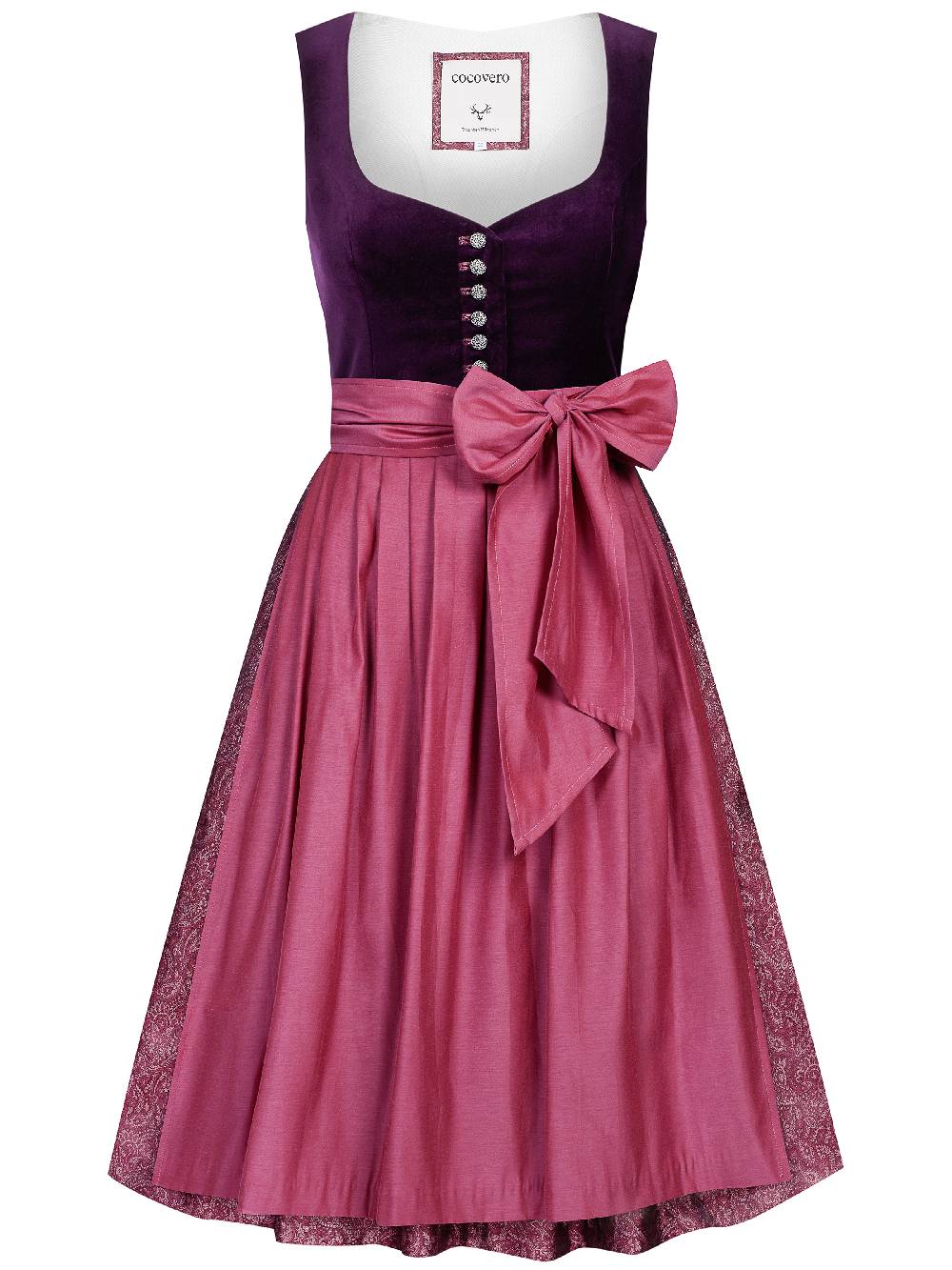 Limberry Mauvefarbenes Dirndl mit Samt-Mieder - JANNI DARK MAUVE VIP-Rabatte