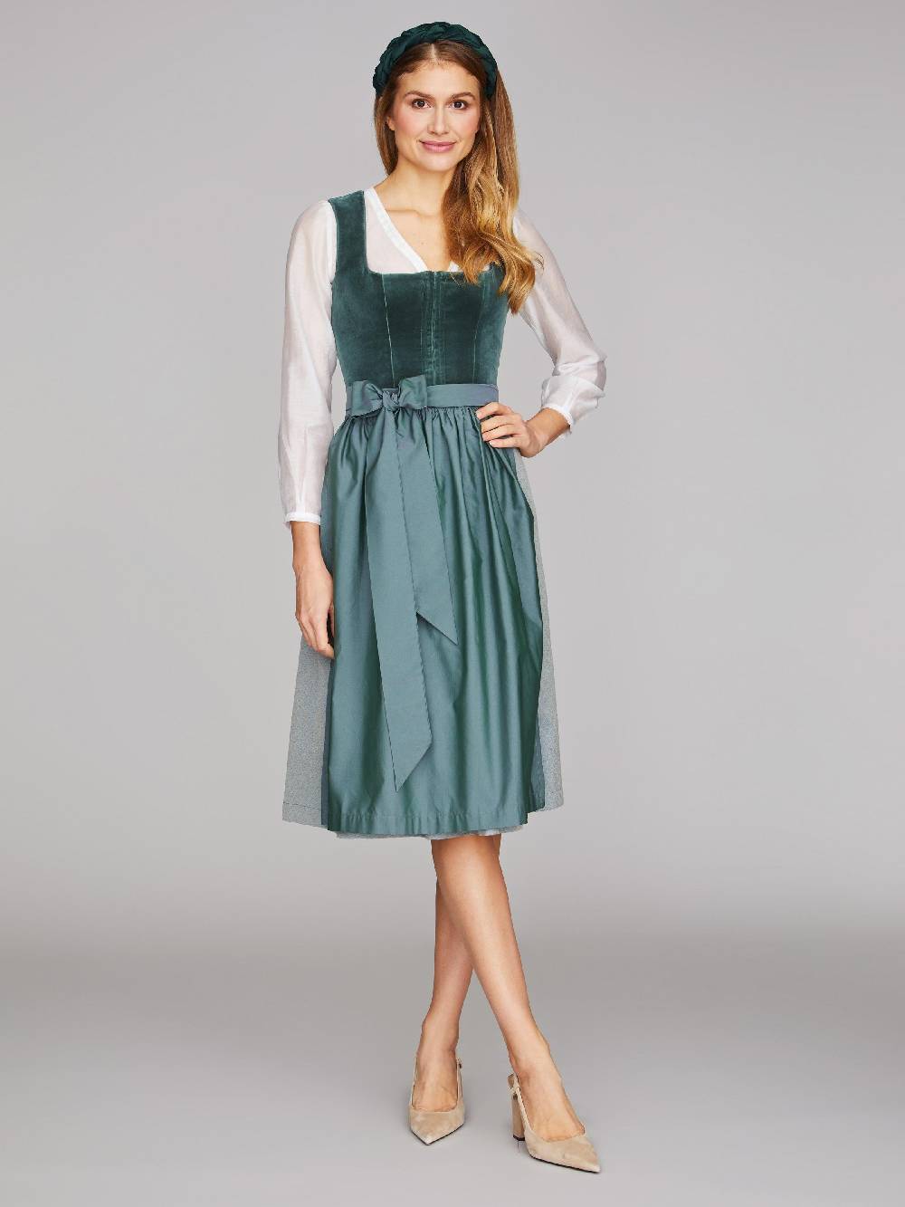 Limberry Dirndl mit Samt-Mieder in Eucalyptus - DELILAH EUCALYPTUS Sonderangebot der Fabrik