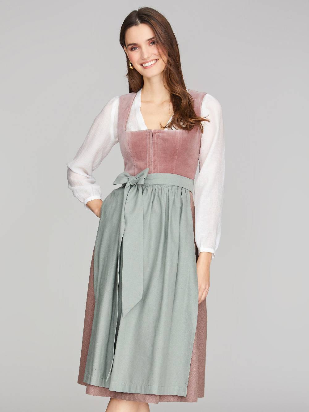 Limberry Rosa-farbenes Dirndl mit Samt-Mieder - DELILAH DUSTY ROSE Vierteljährliche Förderung
