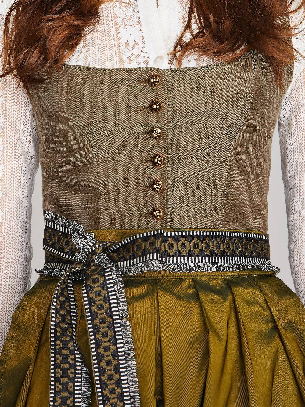 Limberry Olivgrünes Dirndl mit auffallendem Schürzenband - PALOMA OLIV Online