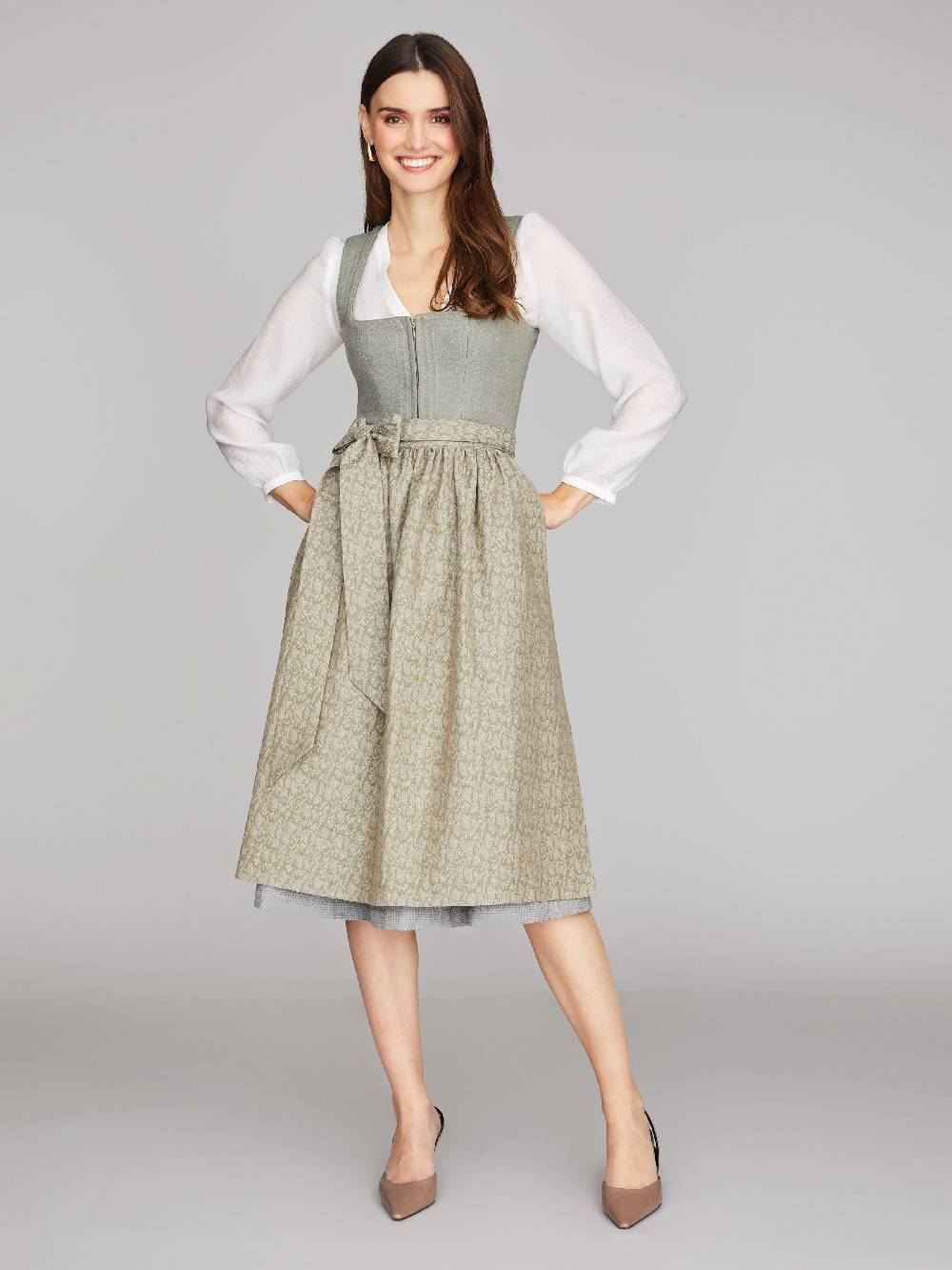 Limberry Grünes Dirndl aus Leinen - CLAIRE MISTY GREEN Hotsell