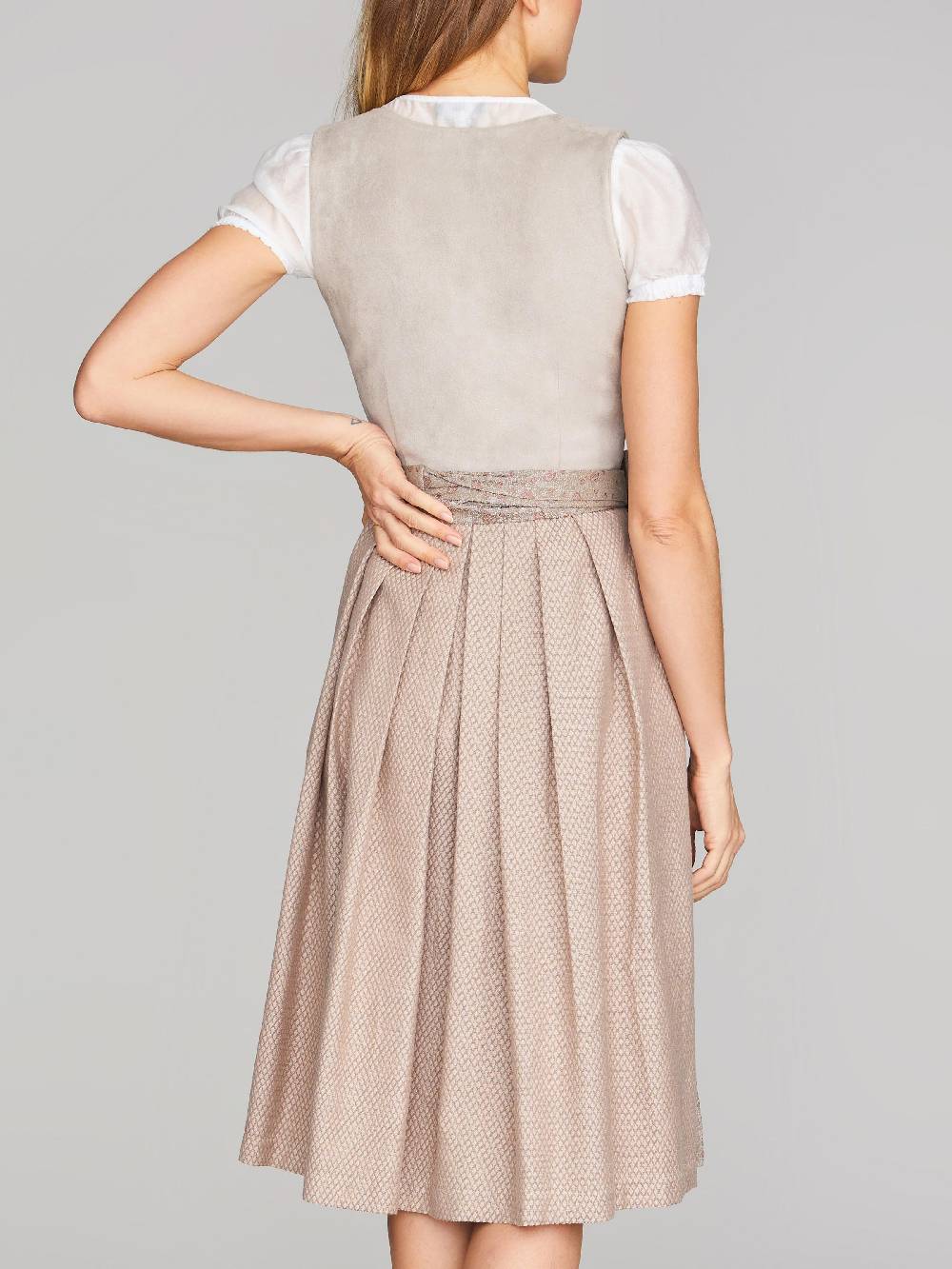 Limberry Beiges Dirndl mit Velours-Mieder - JULIE TAN im Angebot