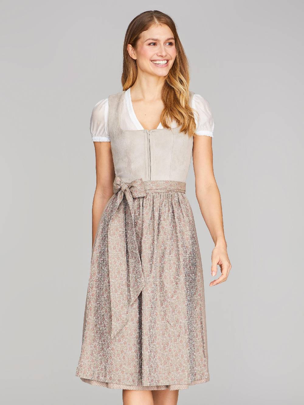 Limberry Beiges Dirndl mit Velours-Mieder - JULIE TAN im Angebot