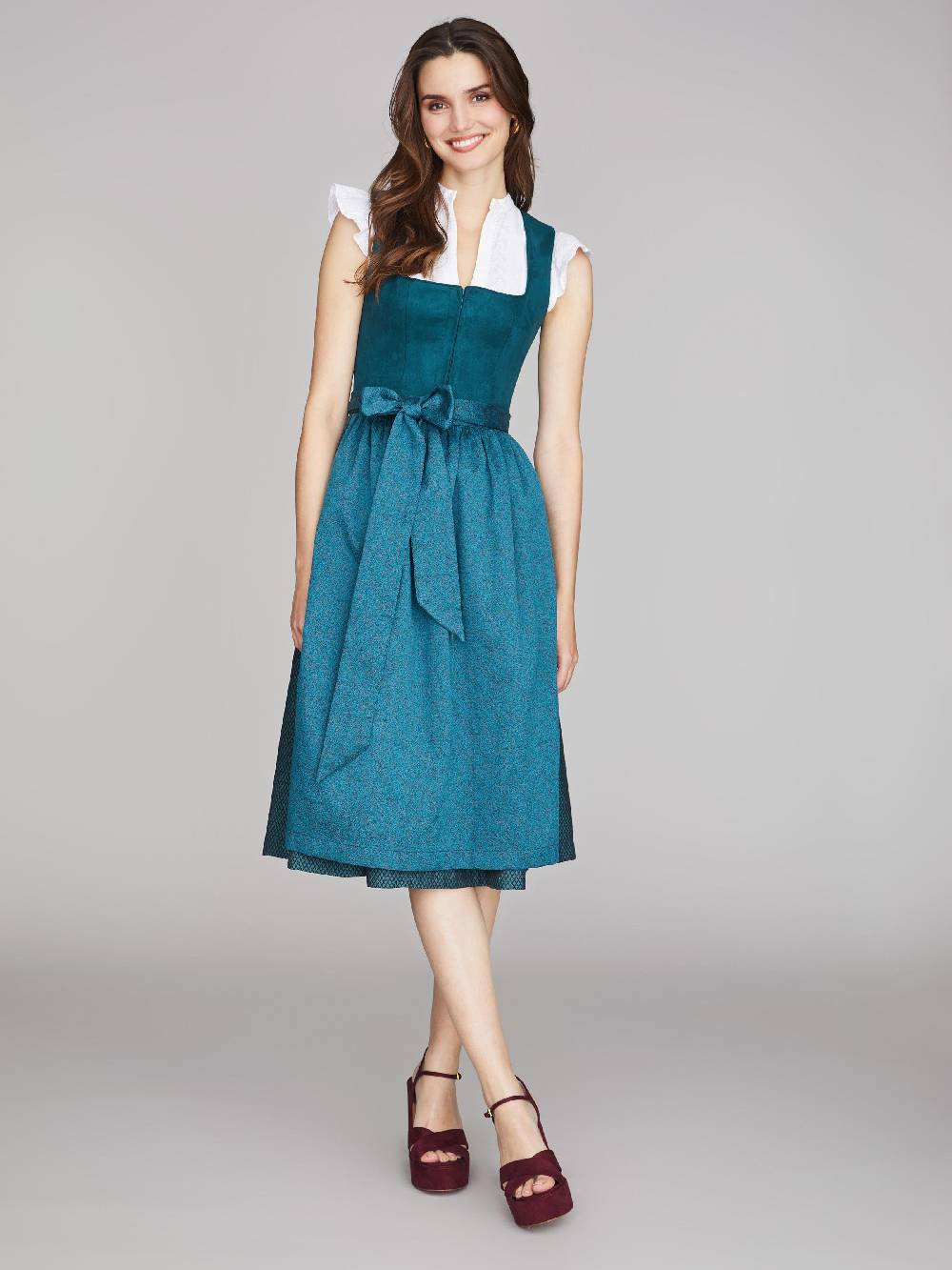 Limberry Blau-Grünes Dirndl mit Velours-Mieder - JULIE DARK TEAL Günstiger Verkauf