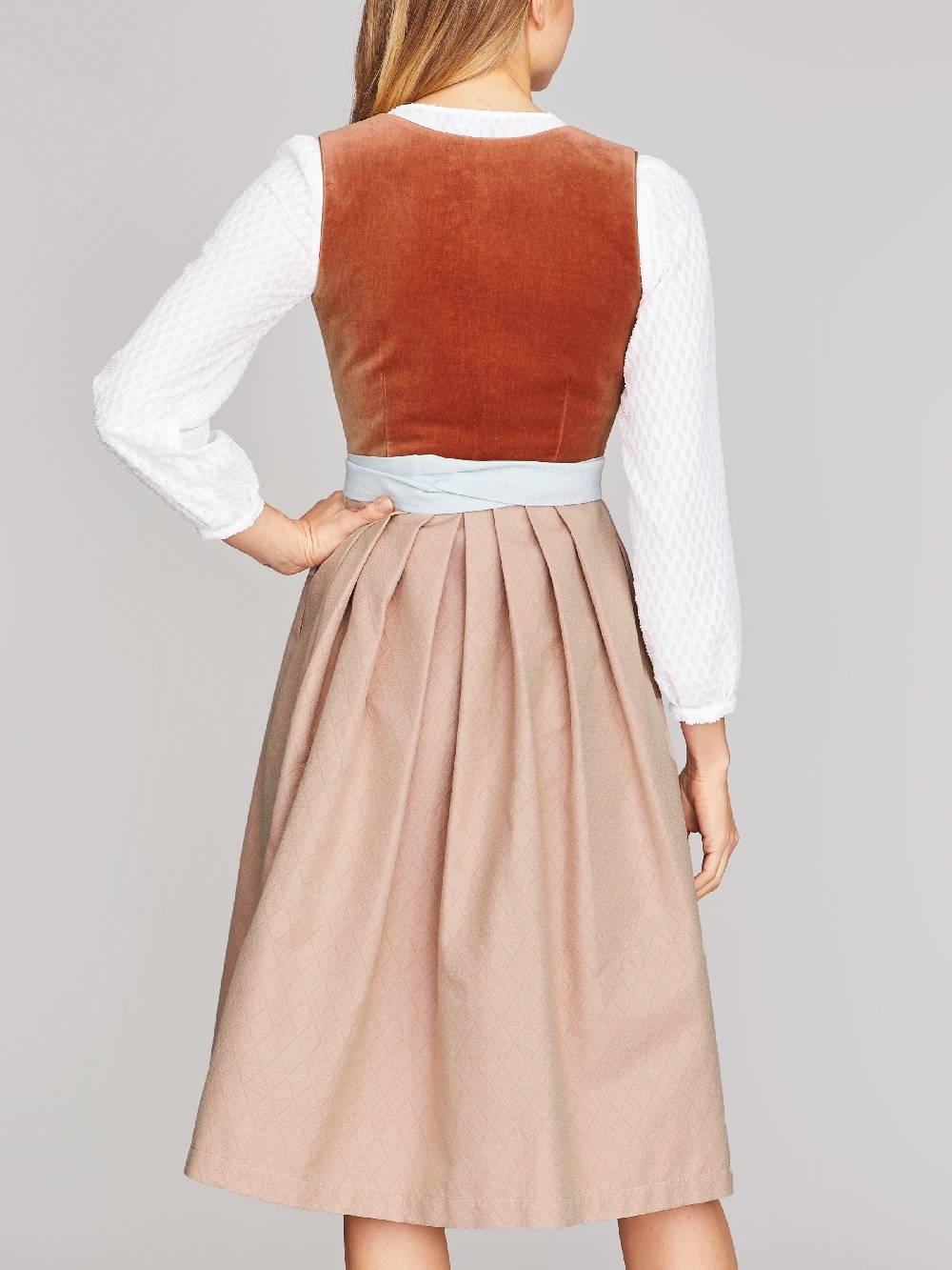 Limberry Kupfer-farbenes Dirndl mit Samt-Mieder - DELILAH PEACH BLOSSOM Fabrikverkauf